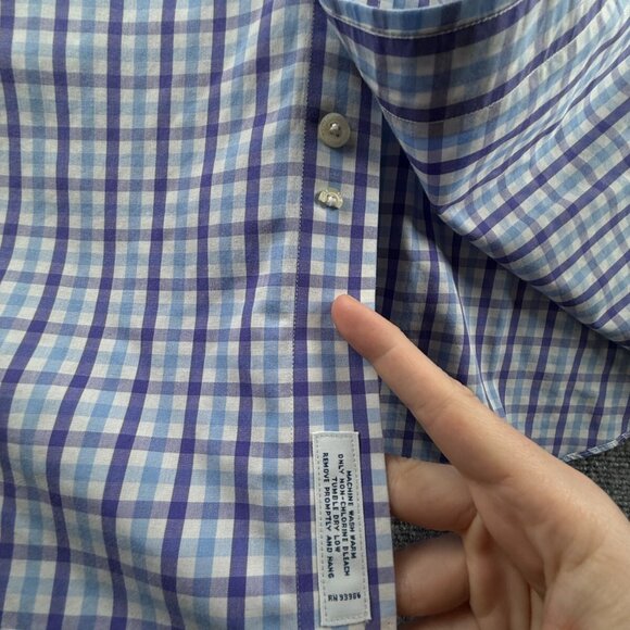 Brooks Brothers 2XL Slim Fit Button Up Shirt Men Purple Blue Non Iron Cotton - Picture 13 of 14